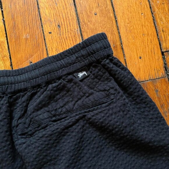 Stussy Seersucker‎ Bryan Short Size S Men Black Textured Festival Summer - Picture 5 of 6